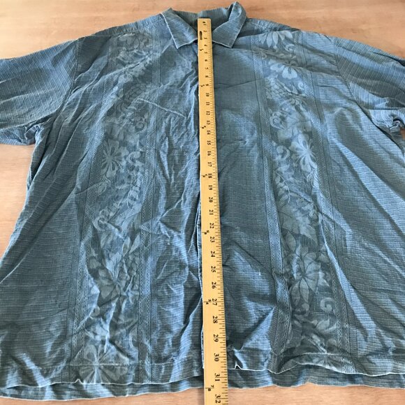 Tommy Bahama 100% Silk Hawaiian Shirt Men XXL Blue Floral Button Up Short Sleeve - Picture 5 of 12
